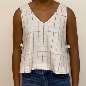 Madewell Side-Tie Tank Top in Windowpane